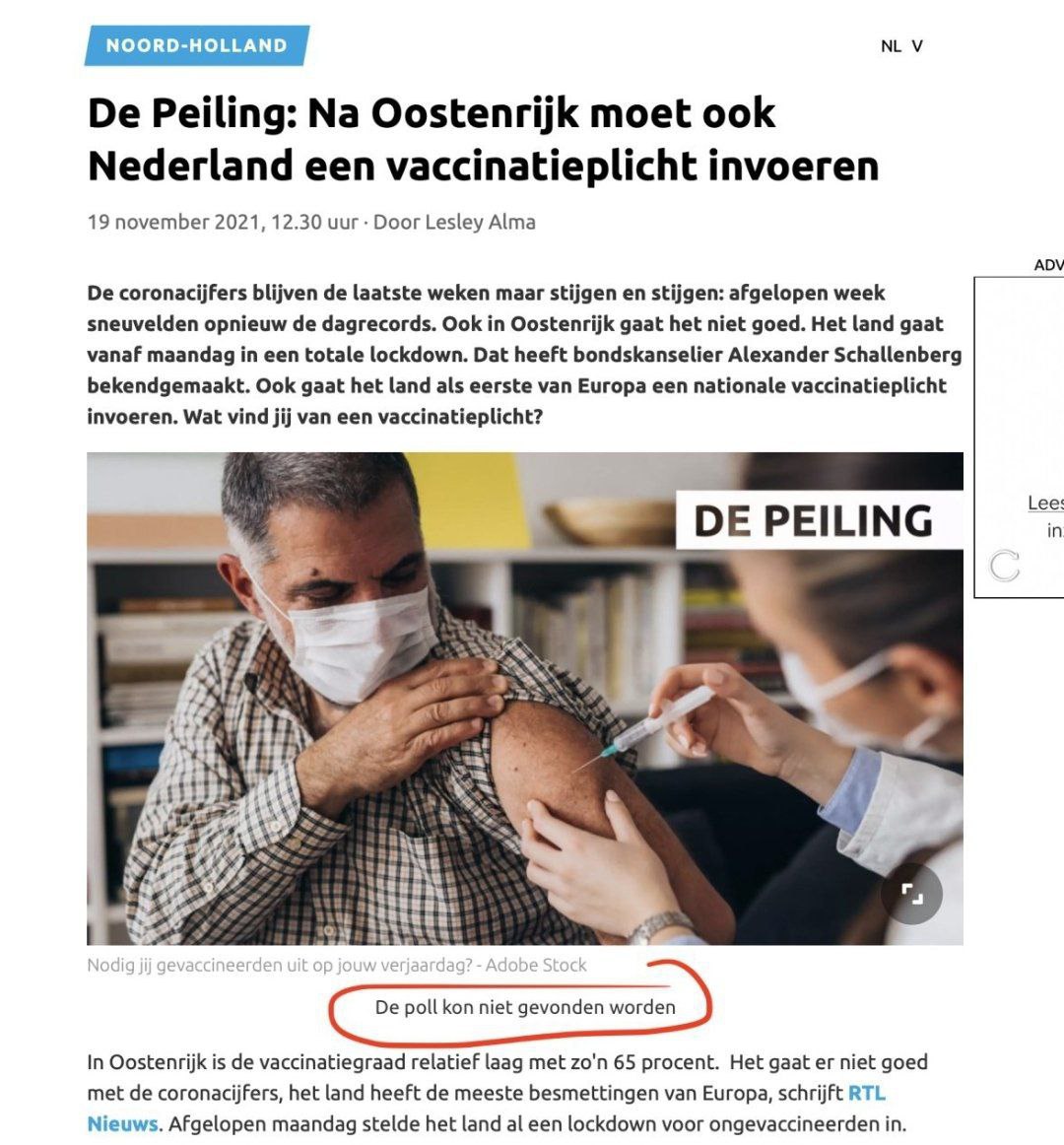 #klaarmetRutte 
De poll had een uitslag die niet gewenst was, dan maar verwijderen. 🤔
Wat is de MSM toch doorzichtig.