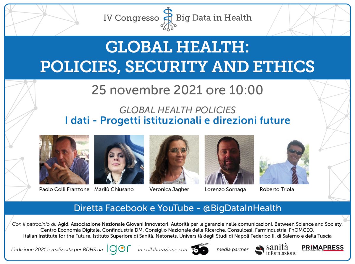 BigDatainHealth's tweet photo. Il 25 novembre torna l'evento annuale dedicato ai big data in ambito sanitario, scopri di più sul nostro programma, e seguici sui canali social! #bdh2021 https://t.co/20ZAOp4dsf