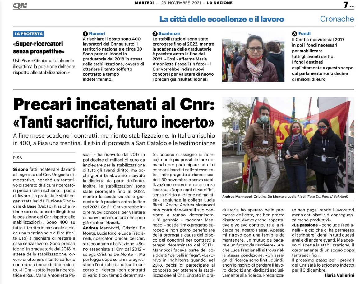 Hi mom! I ended up in the news!
Yep, on Jan 8th my job appointment at <a href="/CNRsocial_/">CNR Consiglio Nazionale delle Ricerche</a> comes to an end. All this despite being shortlisted for *PERMANENCY* thanks to a selection held in 2018. Actions required NOW! There are 400 researchers like me in CNR only. #shame #stabilizzazioni