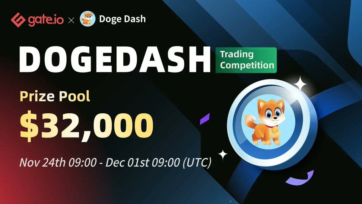 #Gateio Trading Competition <a href="/doge_dash/">doge_dash</a>

Duration: 09:00 UTC, Nov 24th - Dec 1st 

Share $32,000 Prize Pool💰
🔸Trade #DOGEDASH on #Gateio 
🔸Extra Giveaways
🎁50 Lucky Users Will Share $1,000

⏩Join: gate.io/en/article/239…

#Cryptocurrency #Giveaway #Gateio