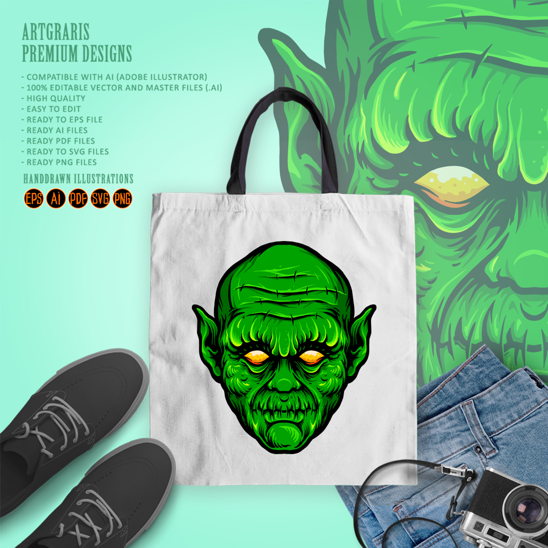 artgraris's tweet photo. Green Head Monster Isolated Halloween 

If you need custom work, hit me up.
You can DM or Email: Artgraris@gmail.com
Website https://t.co/itwEDYhfO1

#artgraris #halloween #isolated #face #monster #green #illustration #head #design #scary #vector #cartoon #skull#mascot#logo https://t.co/A0ueMaZTXT