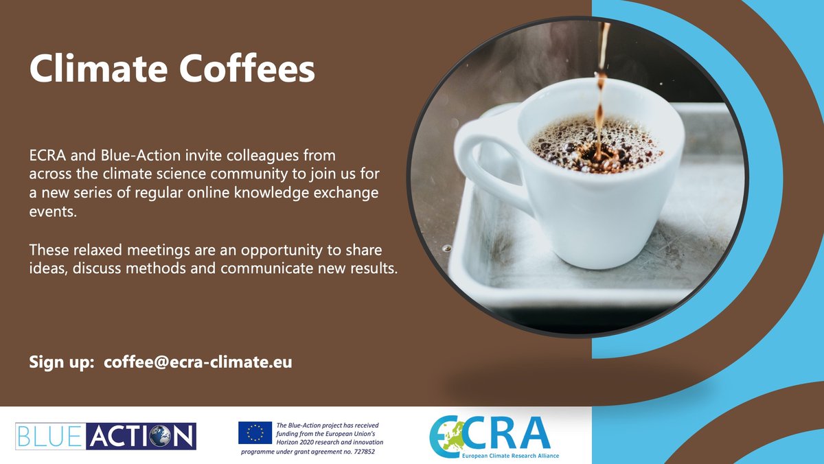 BG10Blueaction's tweet photo. Join us this Thursday, 25 Nov. 2021 at 11 AM CET #ClimateCoffees with Tiziano Distefano "Exploring synergies and trade-offs of #policy interventions under the pressure of rapid #climatechange" https://t.co/T2Bb0XRMRS @ECRA_Climate @LocomotionH2020 @BG10Blueaction https://t.co/U6FPJcQ78e