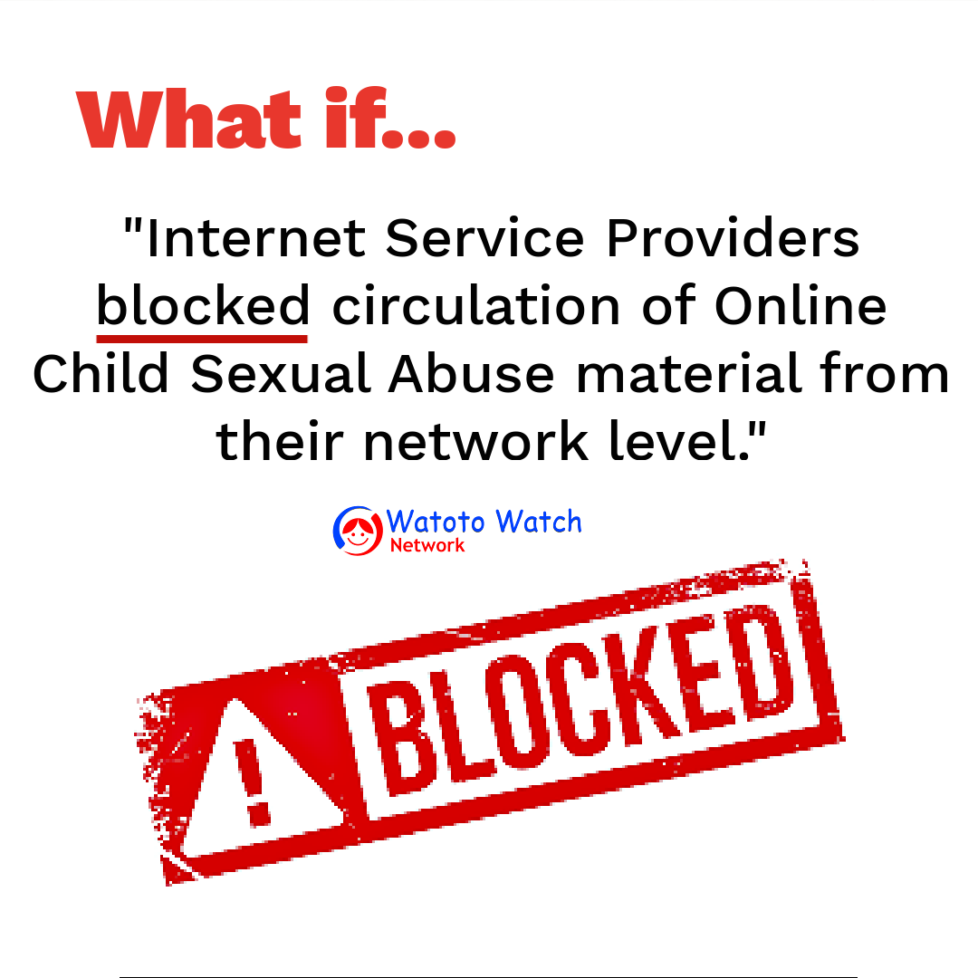 WatotoWatchNet's tweet photo. #LetsGetPractical
Join the line of protection, by stopping the circulation of Online Child Sexual Exploitation material, through domain level/ IP address blocking of this content by ISP's.

Child Protection is everyone's responsibility.
Be part of the solution.
#ChildOnlineSafety https://t.co/aV67DQYByg