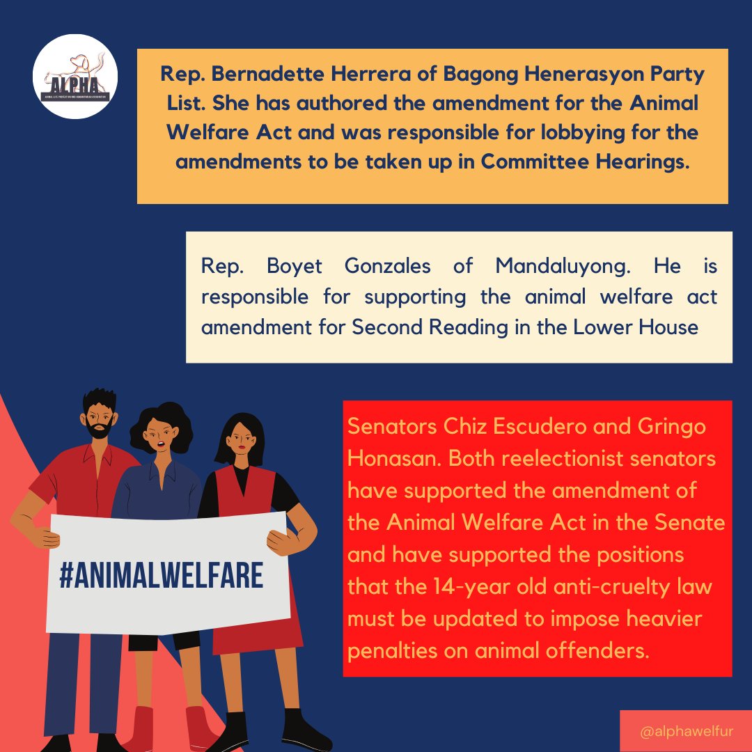 ALPHAwelfur's tweet photo. For the third topic of Animal Welfare 101, let us learn more about the laws and the politicians that advocate for Animal Welfare. 

#ALPHAwelfur
#AnimalWelfare101
#Kaponangsolusyon
#Neuter https://t.co/met3yinVer