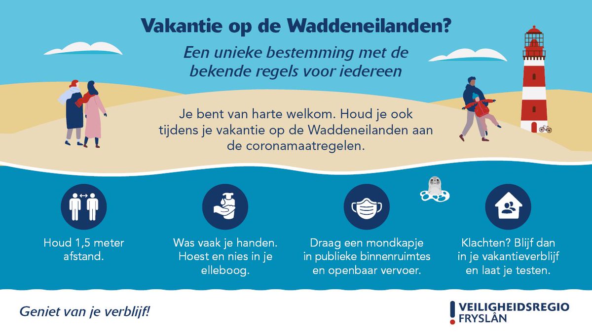 Van harte welkom op de Wadden! Ook hier passen we een beetje op elkaar en houden we ons aan de basismaatregelen.