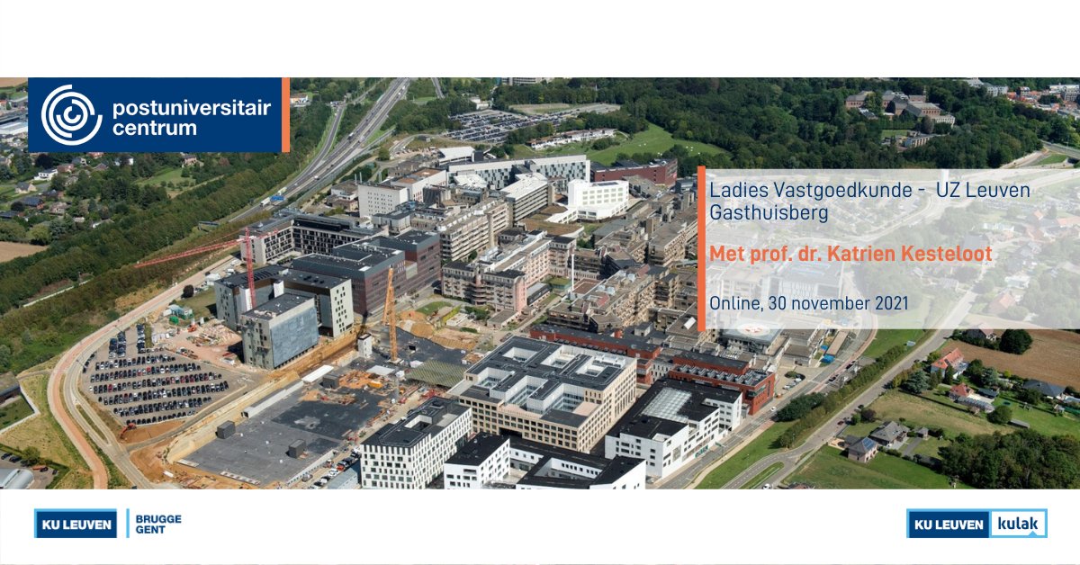 Met Ladies Vastgoedkunde verdiepen we ons volgende week in de financiering van zorgvastgoed, in het bijzonder van ziekenhuizen. Katrien Kesteloot, cfo van UZ Leuven, deelt vanuit haar ervaringen de uitdagingen in de toekomst.
Volg online mee: puc.kuleuven.be/nl/opleiding/l…