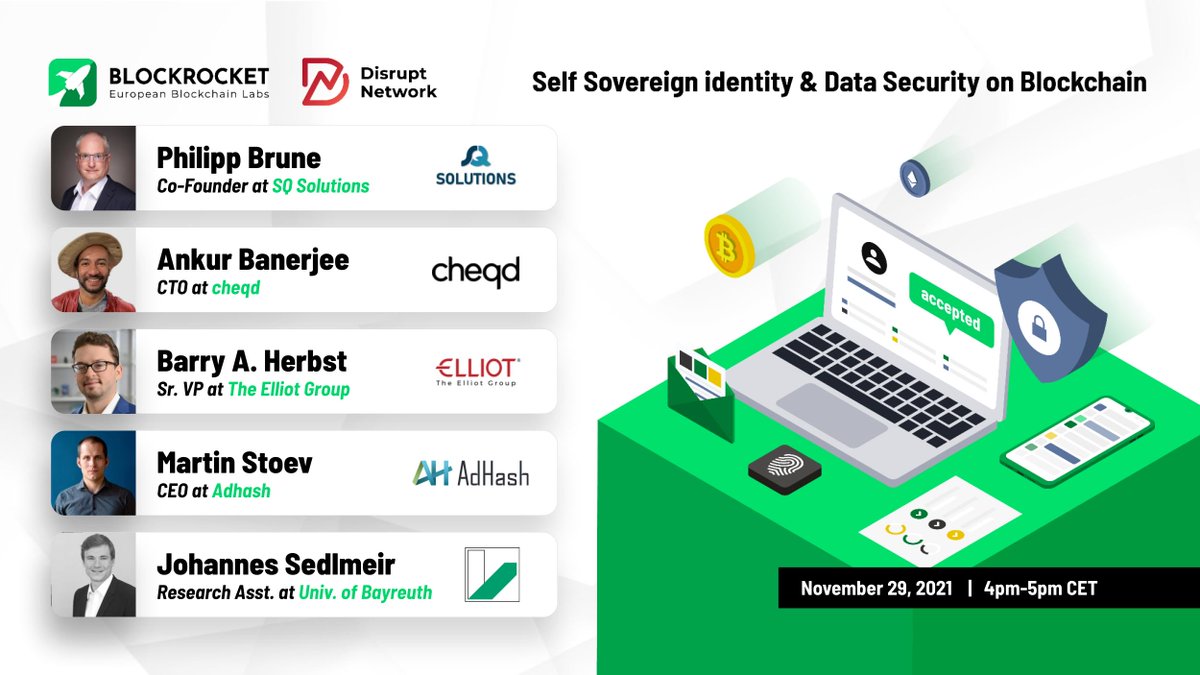 blockrocketvc's tweet photo. Self Sovereign identity &amp; Data Security

Limited tickets only 🔥 Register Now! https://t.co/cd3dqQdODZ

@cheqd_io @TheElliotGroup @SQ_Solutions, Adhash, @unibt 

#blockchain #innovation #technology #crypto #regulation #digital #event #online #digital_assets #datasecurity https://t.co/TnTscQZ7Hp