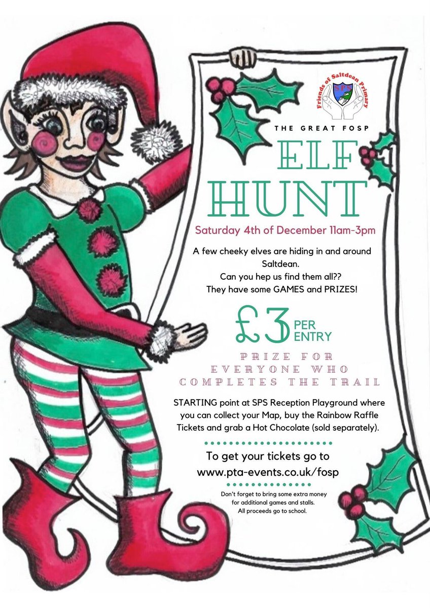 FOSPbrighton's tweet photo. Join us for The Great Saltdean Elf Hunt on Saturday 4th December, starting at @SaltdeanPrimary where you can collect your map from 11am - 3pm. Tickets available online at https://t.co/7dRyrcniQq https://t.co/WaUqfGbSV8