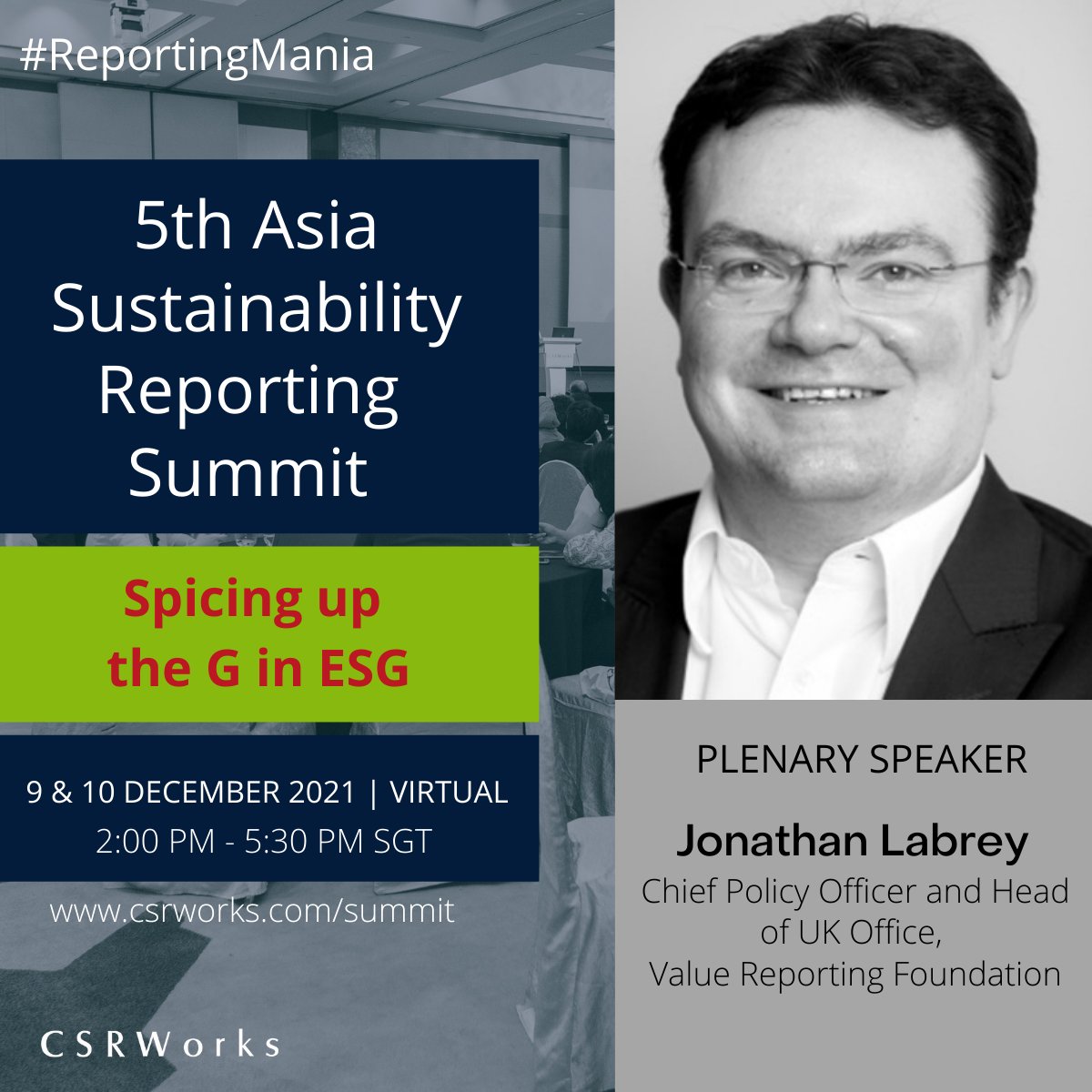 CSRWorks_'s tweet photo. Jonathan Labrey will be spicing up the 5th Asia Sustainability Reporting Summit. Ready to blow your taste buds? Join us and an expert line-up on Dec 9 and 10. Register free: https://t.co/5fKJg4UEC8 #ReportingMania #Sustainability #ESG #Governance #Summit https://t.co/C0gQdGefWT