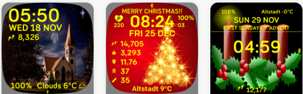 DesignsBV's tweet image. Advent officially begins this Sunday - these clocks shown below now available in the #Fitbit App Gallery for #Ionic #Versa #VersaLite #Versa2 #Versa3 and #Sense! @fitbitDev #made4fitbit #CatholicTwitter #ChristianTwitter gallery.fitbit.com/search?terms=b…