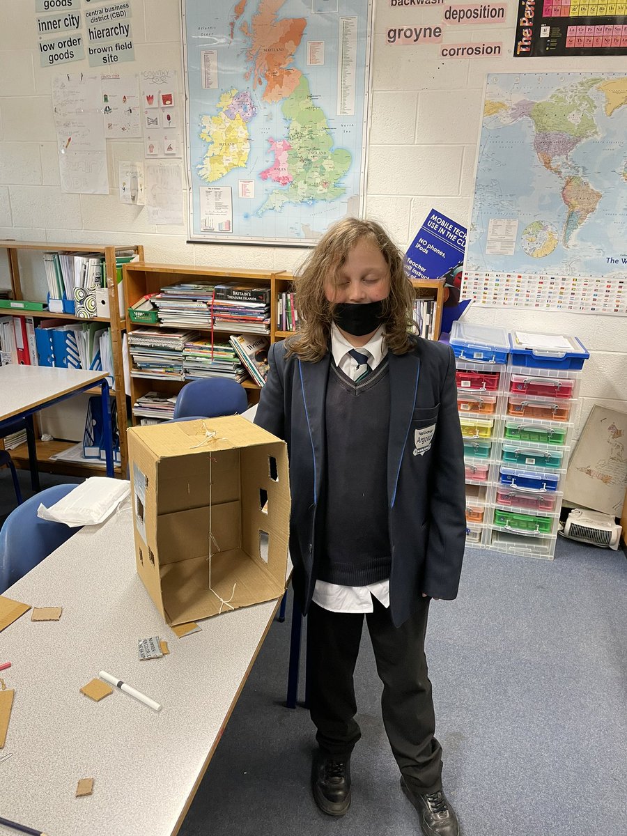 Well done to Will for completing our first project in Geography Club…earthquake in a box! Remember, everyone is welcome every Monday 3.10-3.50! #topgeoggers