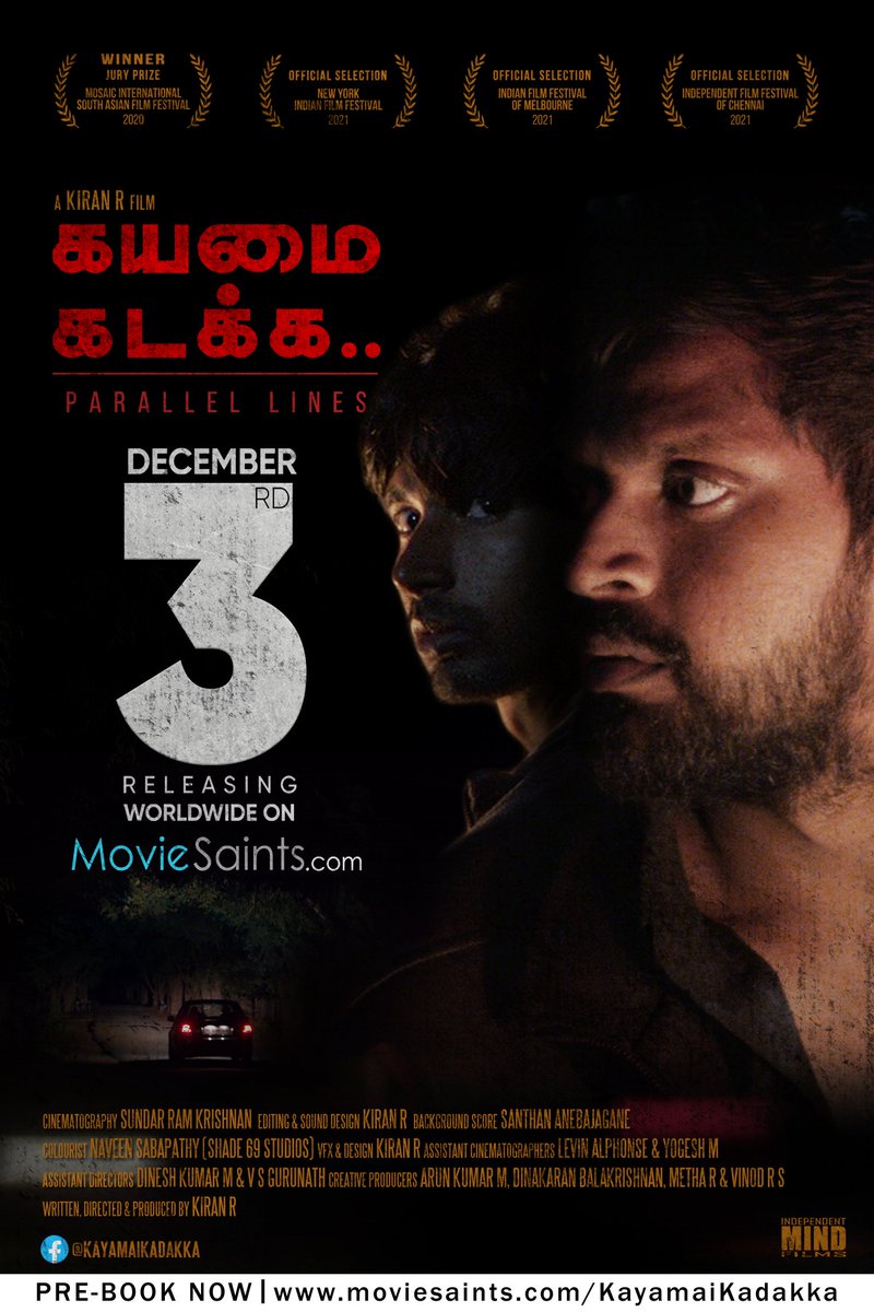 HiFiTalkies's tweet image. 6 passionate film enthusiasts, 2 cars, 1 camera and mutiple laurels later, the feature 
#KayamaiKadakka is set for a Dec 3rd worldwide release on  @moviesaints

@thekiranR @VatsanM @Masanth95 @santhanmusician 

#ParallelLines #indiefilm

Teaser out now:  youtu.be/SOiY8JfRjjY