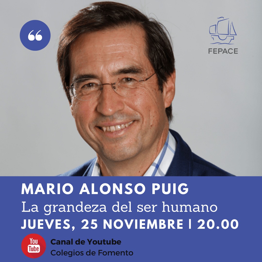 Miralventschool's tweet photo. Comienza un nuevo ciclo de Conferencias de #FEPACE.
@MarioAlonsoPuig hablará este jueves sobre "La grandeza del ser humano" en el canal de Youtube de @FomentoEdu a las 20:00 https://t.co/8sAO2zS3ZN