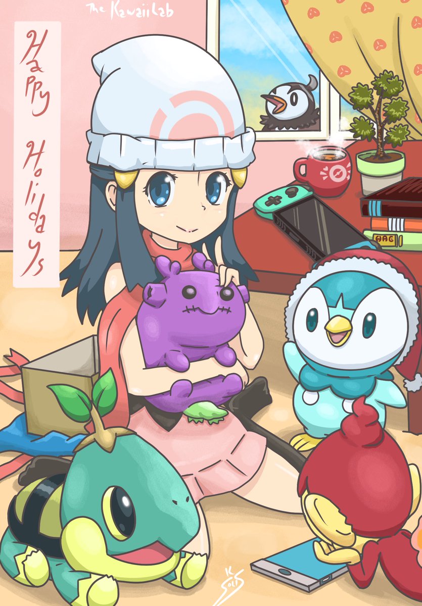 TheKawaiiLab_'s tweet photo. Found myself back in Sinnoh after a loooong time. Here’s Dawn, with her termi axie plushie (gifted to her by…), shiny Piplup, shiny Turtwig, and shiny Chimchar, sending you an early holiday greeting!

#PokemonBDSP #AxieInfinity #AxieFanart #PokemonFanart https://t.co/oAO8wynw1S
