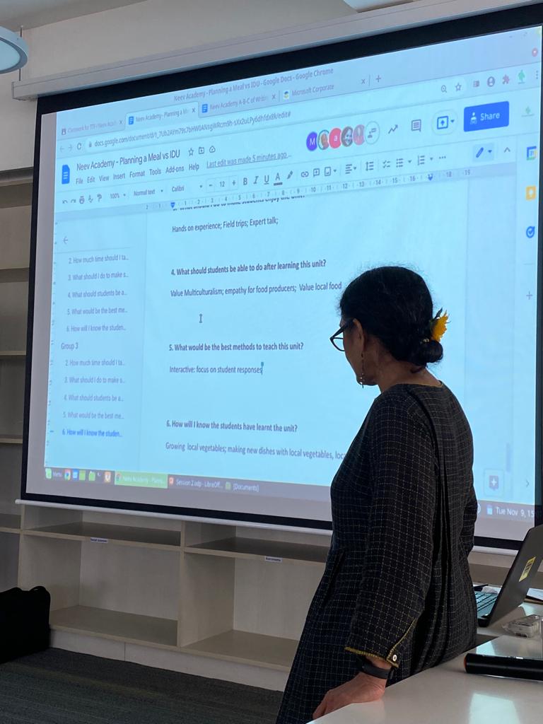 ttfUpdates's tweet photo. Working with a select cohort of middle school teachers of Neev Academy on designing an Interdisciplinary unit that combines 3rd language learning, critical thinking, #ValueEducation, #SEL and #SUPW using the theme of Foods of Karnataka @Neevacademy @TTFMaya https://t.co/FKWjhO0vpd