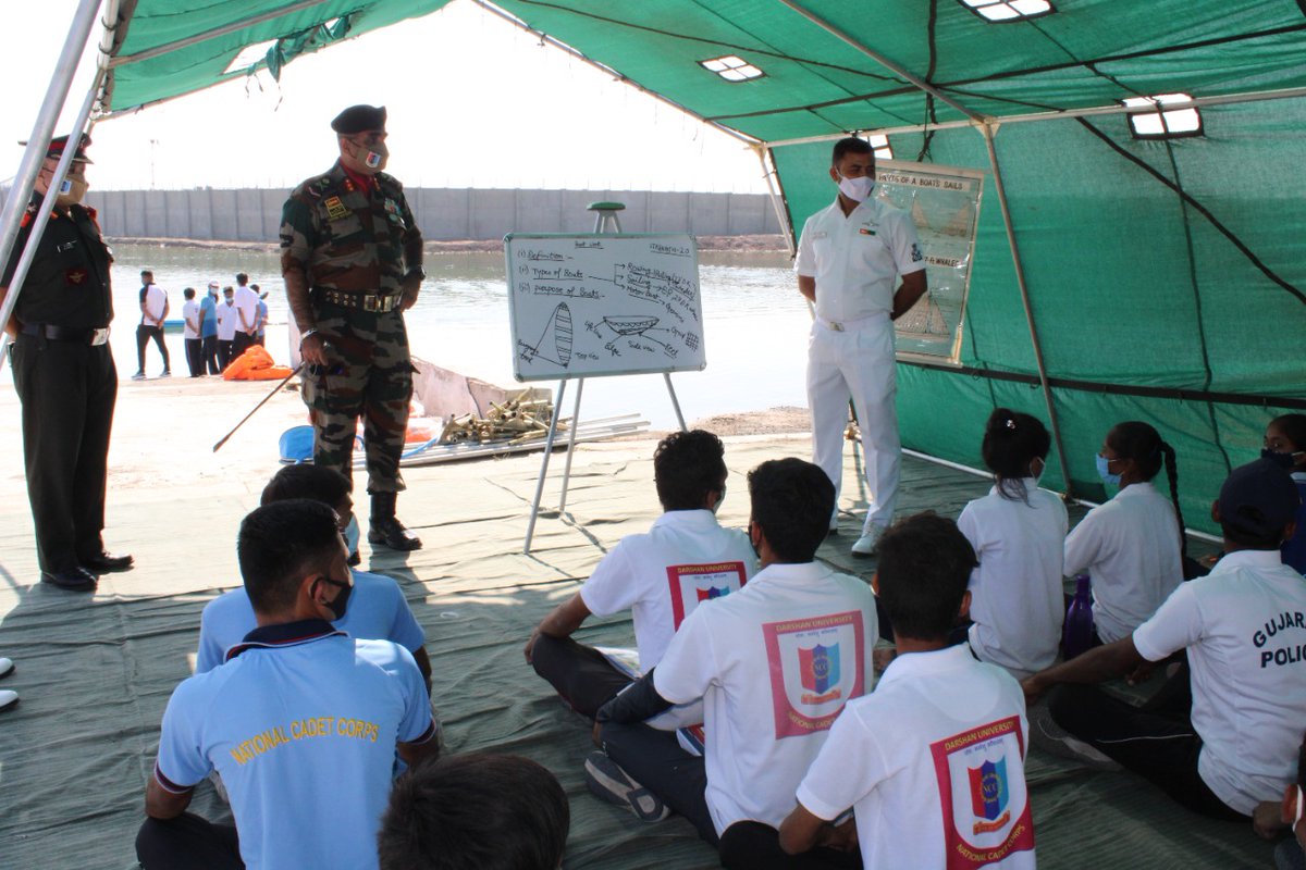 NCC_Dte_Gujarat's tweet photo. Maj Gen Arvind Kapoor, ADG,NCC Dte Guj vis 
Watermanship Trg Center,Valsura. NCC cdts demonstrated EP Sailing,whaler Pulling &amp; Kayaking. ADG appreciated the enthusiasm &amp; motivated cdts to excel in watermanship. 
@defencepro_guj
@hq_dg_ncc
@cmoguj
@raghavjipatel
@hq_jamnagar_group https://t.co/4mD6ZdNgyP