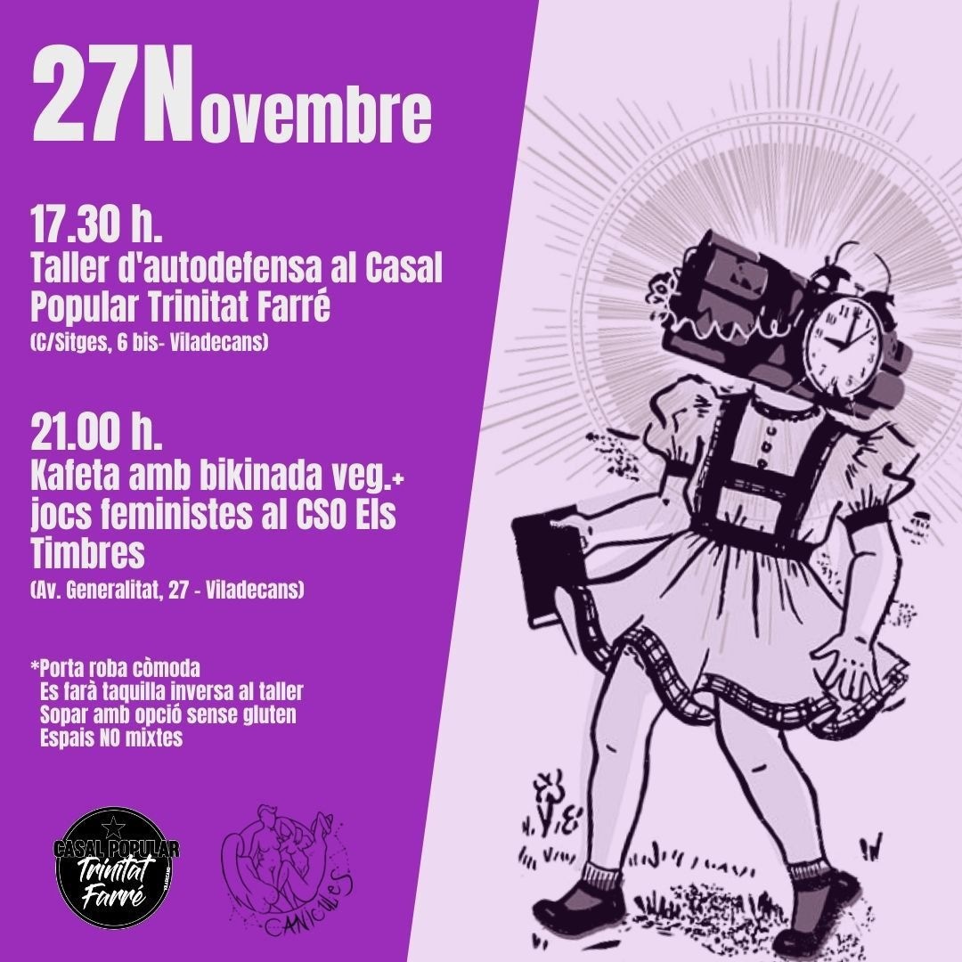 CaniculesVDK's tweet photo. En motiu del 25N, Dia contra les violències masclistes, les Canícules i el grup no mixte del Casal popular Trinitat Farré @cptrinitatfarre, hem organitzat una jornada reivindicativa no mixta pel dia 27 de novembre. Us hi esperem!✊💜 https://t.co/wPHbB6WHGi