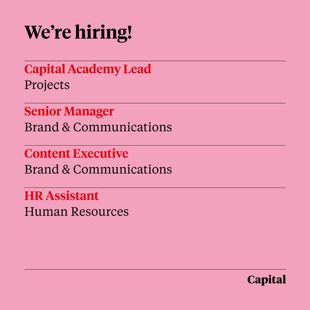 To do the best work we need the best people, both for our legal teams &amp; central services. Passionate about #talentdevelopment, #communications, #contentcreation, or #humanresources? One of the roles below could be yours. Find out more👉 fsr.cvmailuk.com/capitallaw/mai… #hiring #recruiting