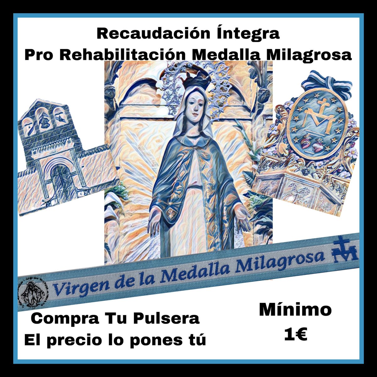 MedallaML's tweet photo. Compra tu pulsera de la #Milagrosa y ayúdanos a rehabilitar nuestra parroquia lo antes posible. El precio lo pones tú. @CruzdeGuiaML @melilla_cofrade @Lasallemelilla #Melilla @DiocesisMalaga https://t.co/YyItmXgF5a