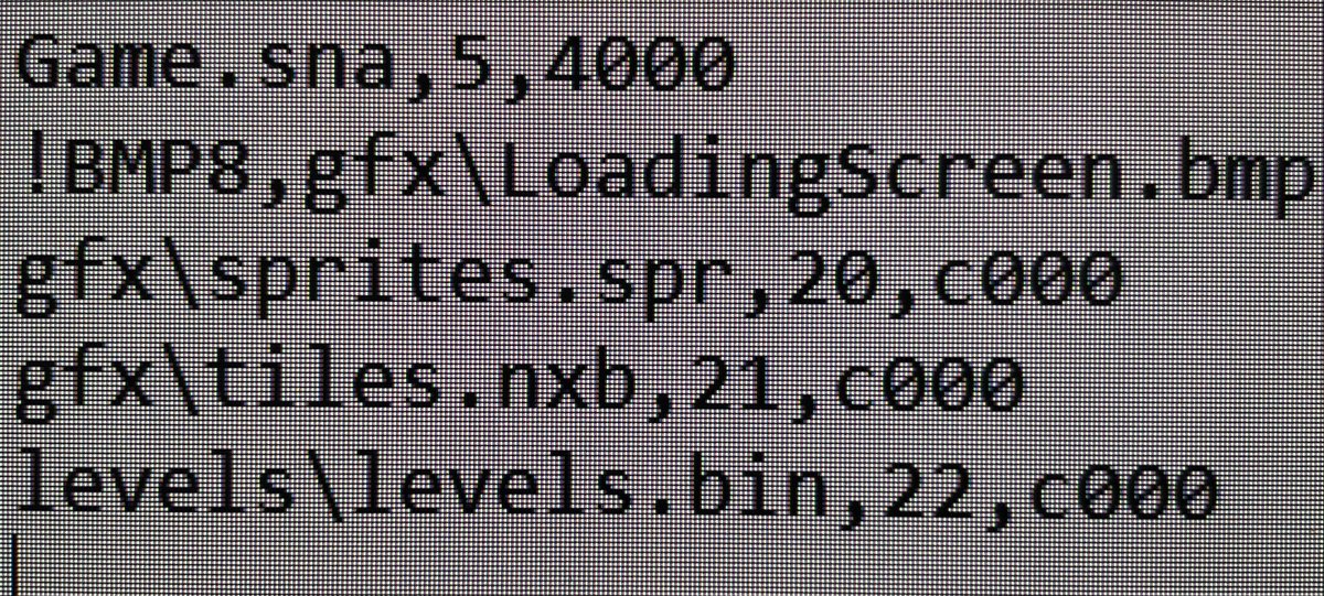 I was just doing a bit of coding and I was nearing the limit of what I could store in the main memory, so I shifted about 5KB level data into a memory bank and thus freed up a bit of much needed space. Always a joy when that works 😃