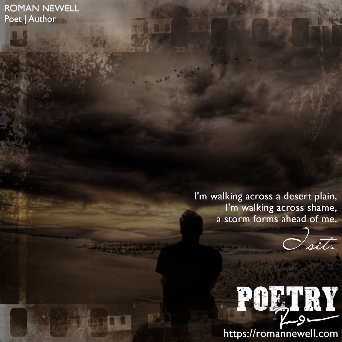 dajc_thoughts's tweet photo. Iโm walking across a desert plain,
Iโm walking across shame,
a storm forms ahead of me,
I sit.
Roman Newell
https://t.co/if9rQ2cAMz
#readandfollow #authorstoreadandfollow #worthreading #pleaseRT #poetrycommunity #poetry #darkpoetry #newprojects #poetrylovers #readingcommunity https://t.co/kjcXoev7dp