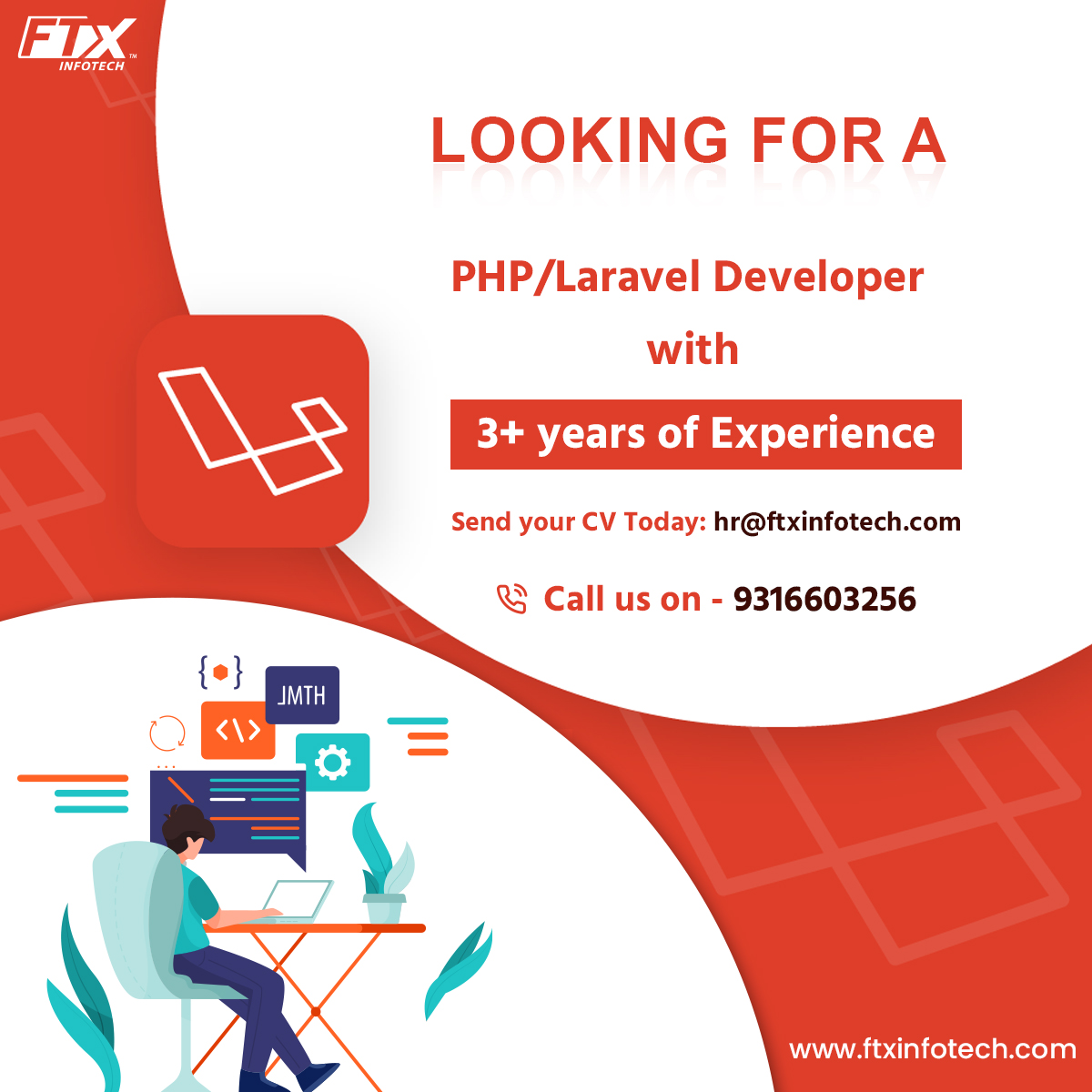 FasTraxInfotech's tweet image. If you think, you are the BEST FIT for this role and want to be a part of our organization, apply at hr@ftxinfotech.com.
Spread this post by sharing it with your friends/colleagues who are looking for a job change.
#LaravelDeveloper #PHPDeveloper #FasTraxInfotech #FTxInfotech