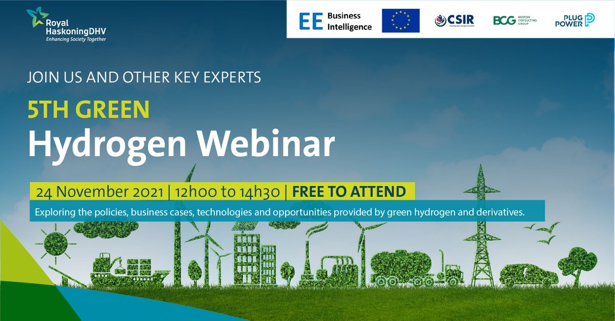 We're honoured to be speaking at the 5th Green Hydrogen Webinar.

This important conversation is facilitated by <a href="/EEBizIntel/">EE Business Intelligence</a> and co-hosted with the <a href="/EUinSA/">EU in SA</a> . Join us at this free-to-attend webinar! 

Register now: bit.ly/3nGXy3s
#hydrogen  #renewables #sustainability