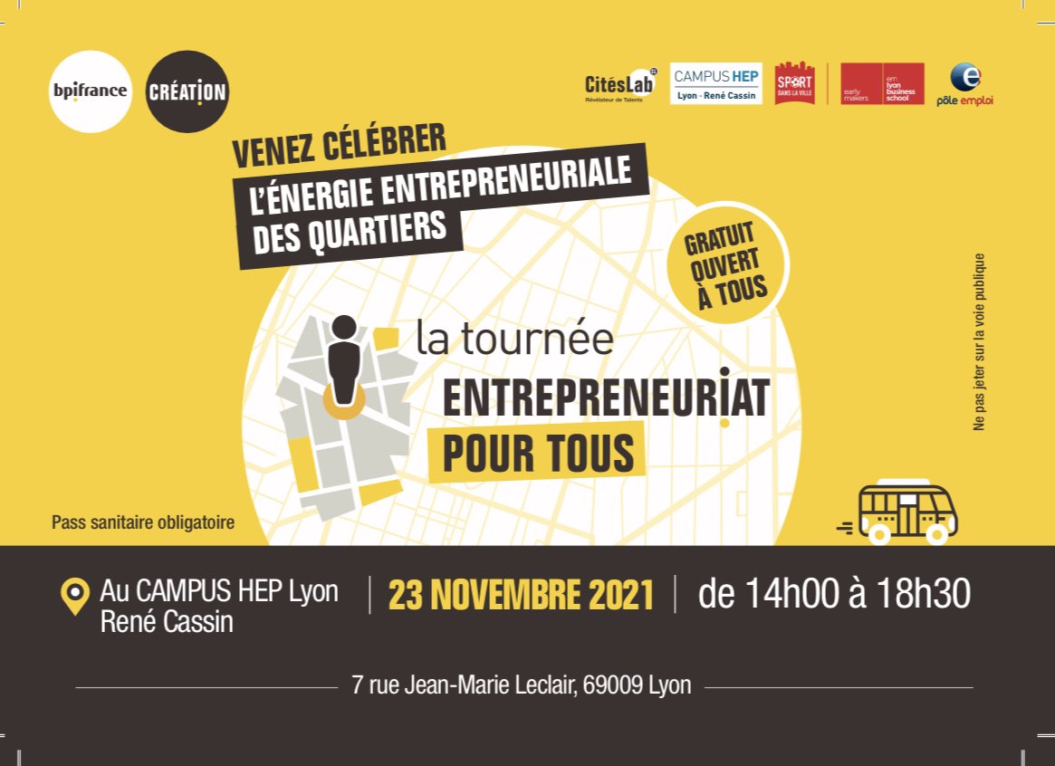 RafikAtba's tweet photo. @LesDetermines seront présents aujourd’hui à la tournée Entrepreneuriat pour tous de la @Bpifrance qui se déroule au @CampusHepLyon 
On vous y attend nombreux ! 🚀
#TousEntrepreneurs https://t.co/W3haNFrM7U