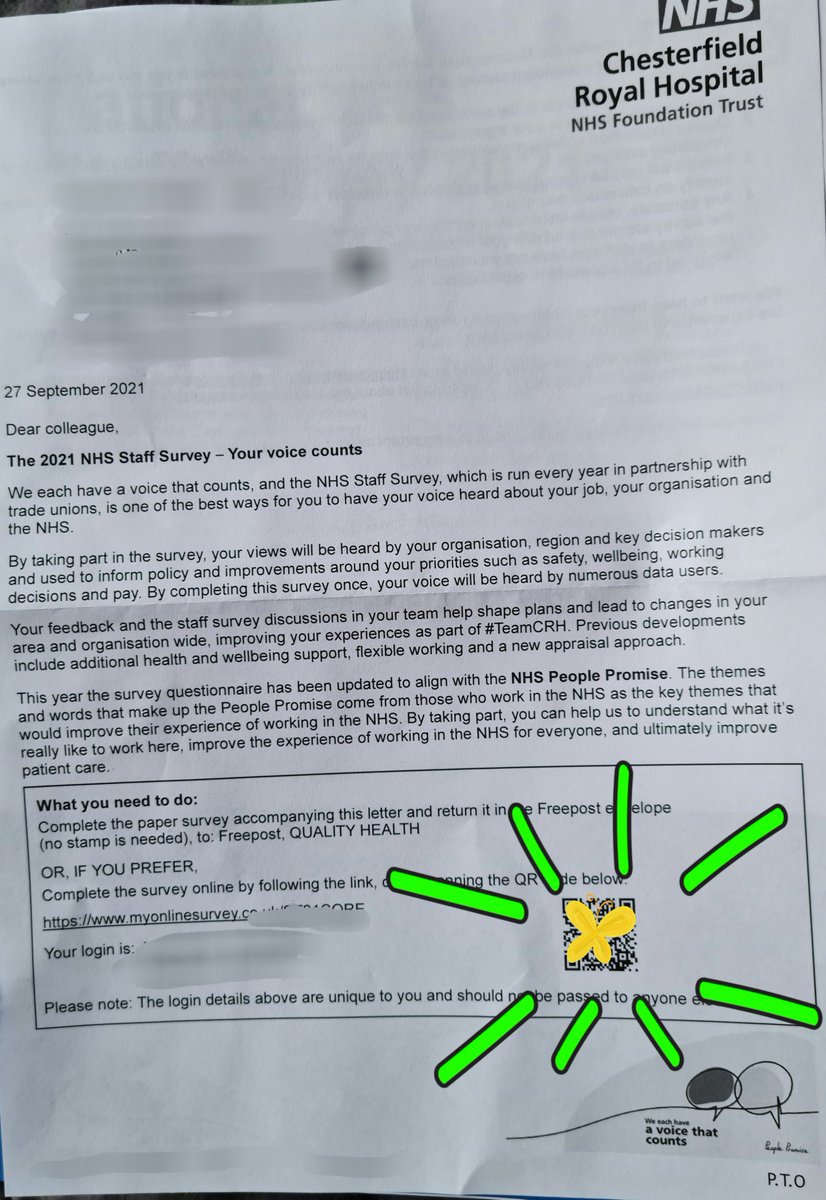 ✳DON'T FORGET TO SPEAK UP THIS WEEK!!!✳
Pleeeeeease use your NHS Staff Survey to speak up - there's still time!! 🙏
Quickest way-use the QR code on your letter-hold your phone camera over it-it'll give you a link to click which takes you straight to the survey. 20 mins=done👍