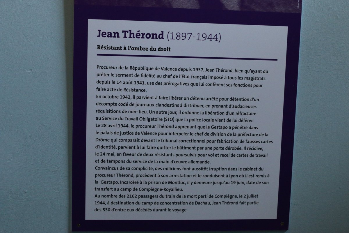 PoliceHistoire's tweet photo. #HOMMAGE au #procureur de Valence Jean #THEROND. Une rue de #Valence porte son nom. #Résistant Interné à la prison #Montluc #Lyon, #déporté par le convoi du 2 juillet, « le train de la mort », dans lequel il décèdera à #Flossenbürg. @justice_gouv https://t.co/BZ9WP9FsMi