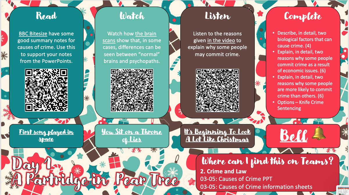 A labour of love on the National 5 Modern Studies prelim "12 Days of Christmas Revision" resources this last week but chuffed to bits with the outcome Specific targeted read, watch, listen and complete tasks for each topic with little festive study break option for each as well!