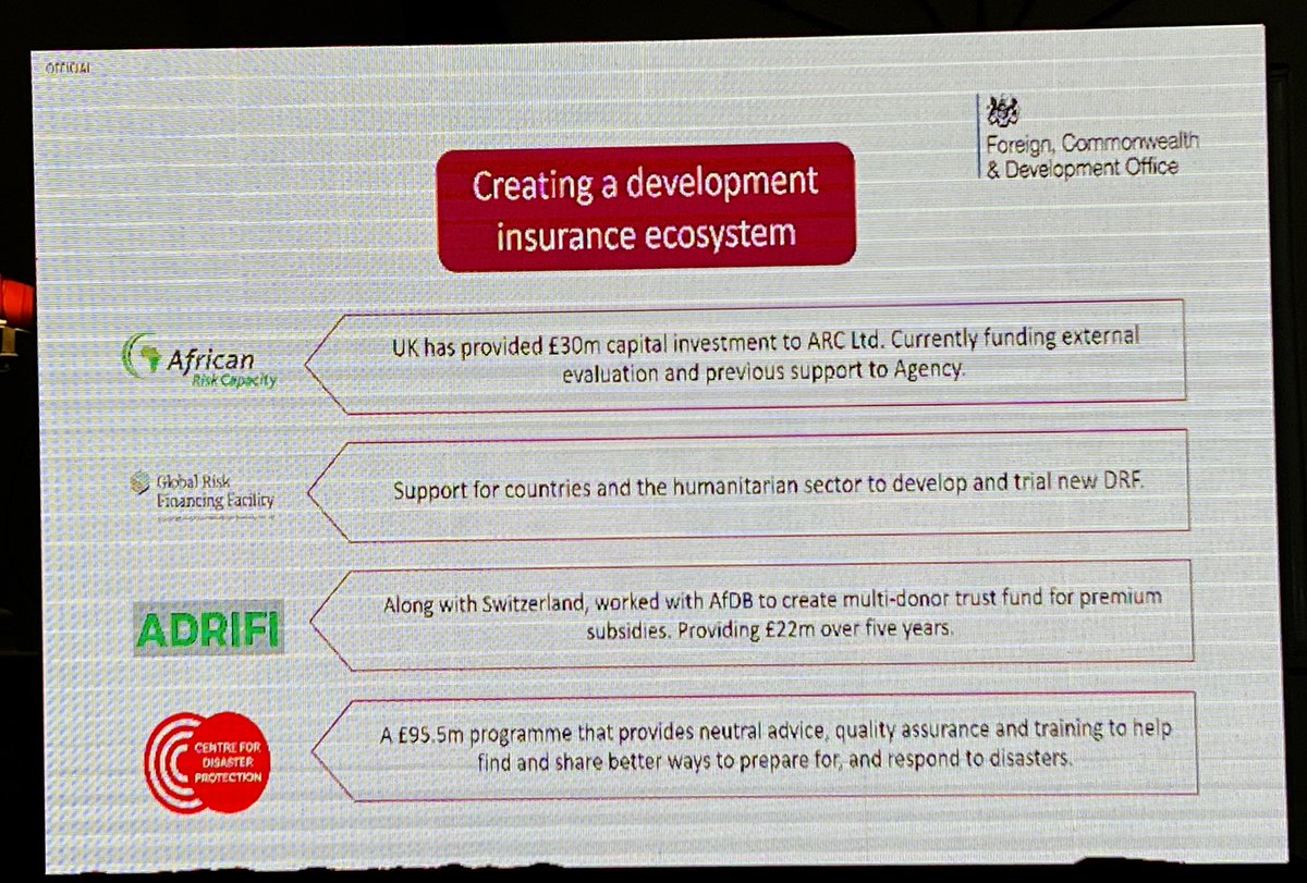 “The vision of UK <a href="/FCDOGovUK/">Foreign, Commonwealth & Development Office</a> (thru <a href="/G7/">G7</a> &amp; <a href="/COP26/">COP26</a>) is to assist African countries to strengthen resilience to climate shocks. This will help them transition from reactive to proactive by creating a development insurance ecosystem in collaboration with other partners.” Lloyd Cameron