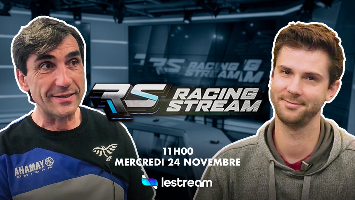 Retrouvez <a href="/guyot94/">Christophe Guyot</a>, pilote moto et dirigeant de l’écurie GMT94, sur le plateau de Racing Stream présenté par <a href="/DonaldReignoux/">Donald Reignoux</a>.
Au programme : l'actualité F1, Moto GP, Motocross, WRC, eSport GT4 Round. 4.

RDV mercredi à 11h sur twitch.tv/LeStream
<a href="/FordFrance/">Ford France</a> <a href="/Michelin/">Michelin</a> #sponso