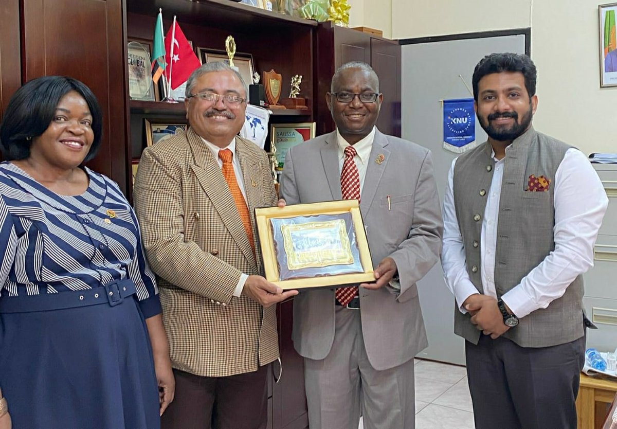 NFSU_Official's tweet photo. #NFSU Team visited the University of Zambia at Lusaka on 22 November 2021and met the Vice Chancellor, Prof Luke Evuta Mumba. In a meeting held with the V.C., Deputy V.C. &amp; the Registrar, a briefing was conducted on NFSU activities followed by discussion on varied collaborations. https://t.co/nAMeNORRS5