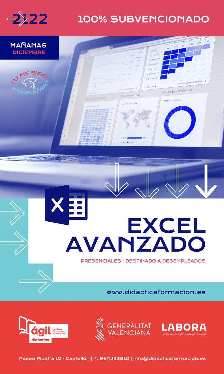 agilcentros's tweet photo. ¿A quién no le gustaría ser más eficiente en su trabajo 🙋‍♀️🙋🙋‍♂️? ¡Domina Microsoft Excel con este curso 🆓 y lo conseguirás!

🔢 Organiza la información
🧮 Crea potentes modelos de cálculo
🔀 Construye automatizaciones para ahorrar ⏱️

¡Últimas plazas! ☎️ 964233810 https://t.co/Oz80RCLB9v