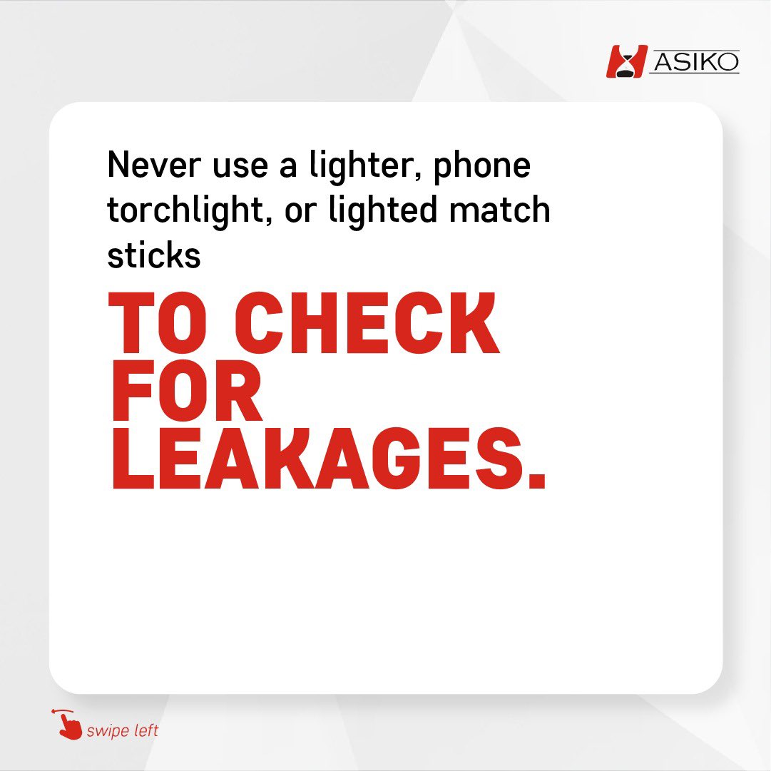 asikoenergy's tweet photo. Today we highlight safety tips that are generally prescriptive for LPG usage both in door and outdoors. Read slides and ensure that you are taking all necessary precautions to be safe at all times. https://t.co/M9kXwmw1Rf