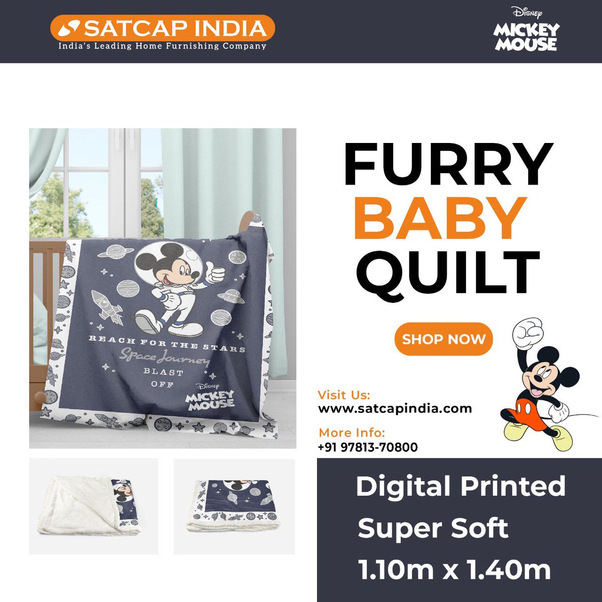 New born baby Quilts in Disney brand by Satcapindia #blanket #winter #quilts #newborn #furry #