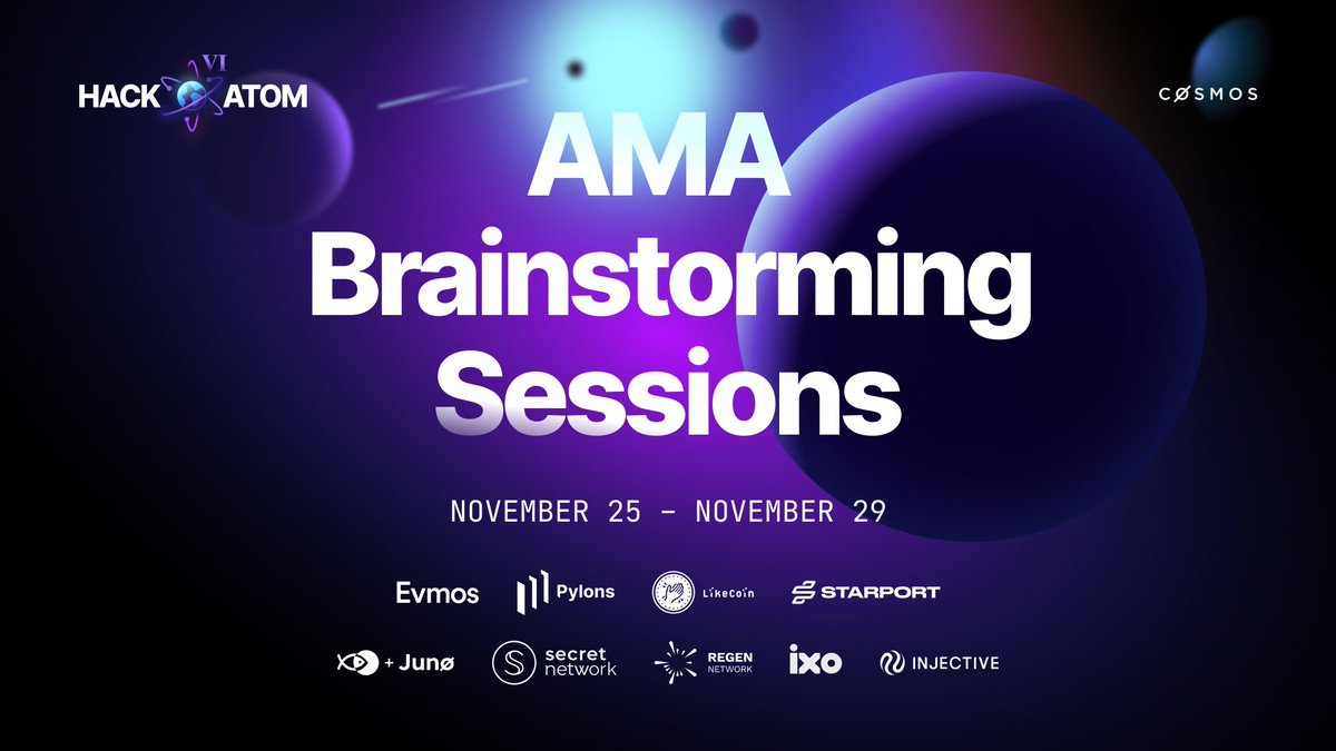 cosmos's tweet image. ⚛️#HackAtomVI💡
Brainstorming Sessions

There&apos;s a lot at stake in the biggest HackAtom ever: 
That&apos;s why we&apos;ve created a format in which you&apos;ll have the chance to interact live with your challenge&apos;s mentors to get tips and tricks to improve what you&apos;re developing!

👇🏻Agenda👇🏻