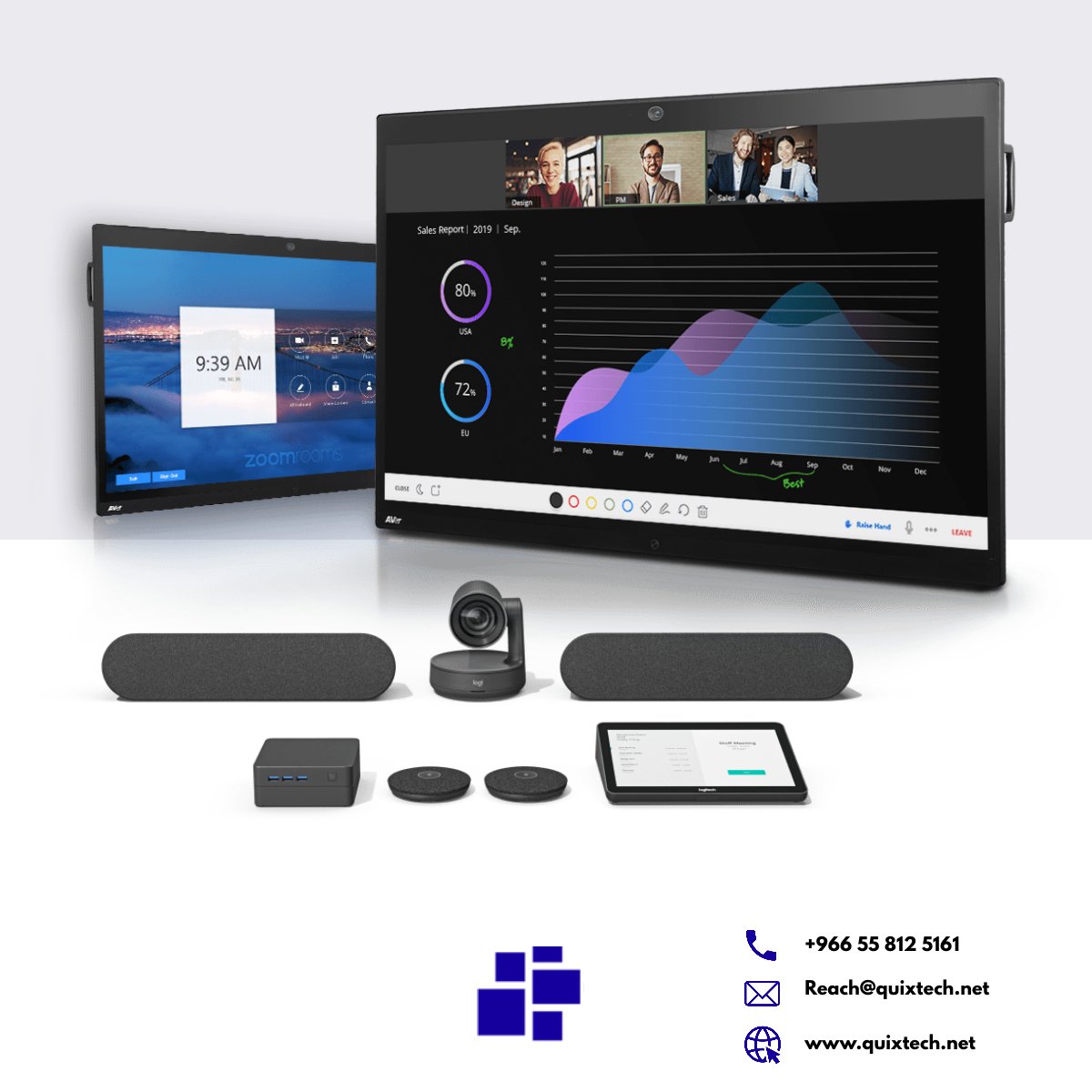 TechQuix's tweet photo. Meeting/conference rooms’ essentials: Make your corporate’s room equipped with latest technologies.

#interactivedisplay #videoconferencing #touchscreen #roombooking #corporateoffices #meetingrooms #videoconference #videoconferencingsolutions  #quixtech #jubail #dammam https://t.co/W9xQ2kR0Xq