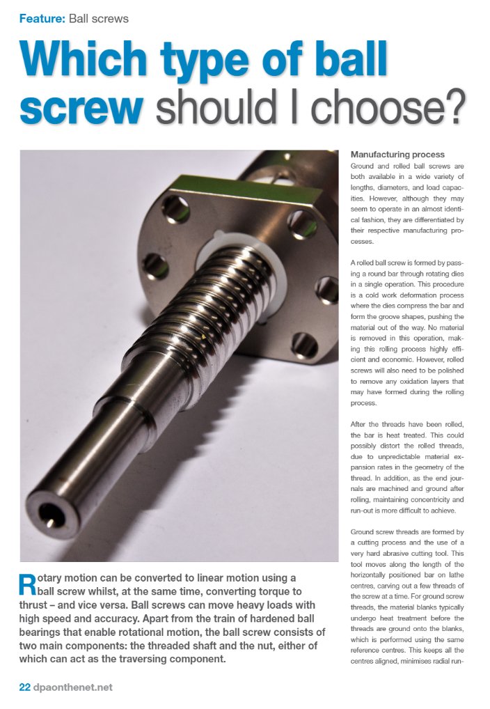DPAONTHENET's tweet photo. "Which type of ball screw should I choose?" In this article, @Moore_Int explains the differences between types of ball screws, their design features, strengths and weaknesses, and which is the best option for you: https://t.co/byGTYvKW2M

#engineering #manufacturing #design https://t.co/ppr6ShCjbL
