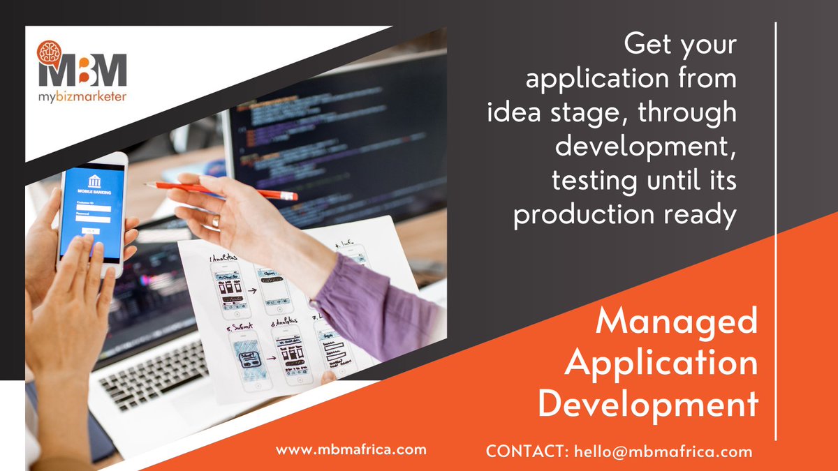Do you have an idea of an application or have an application that needs to be market-ready? We have a team of experts who will support you from idea stage to having your app production-ready?

#MBMAfrica #appdevelopment #appmanagement