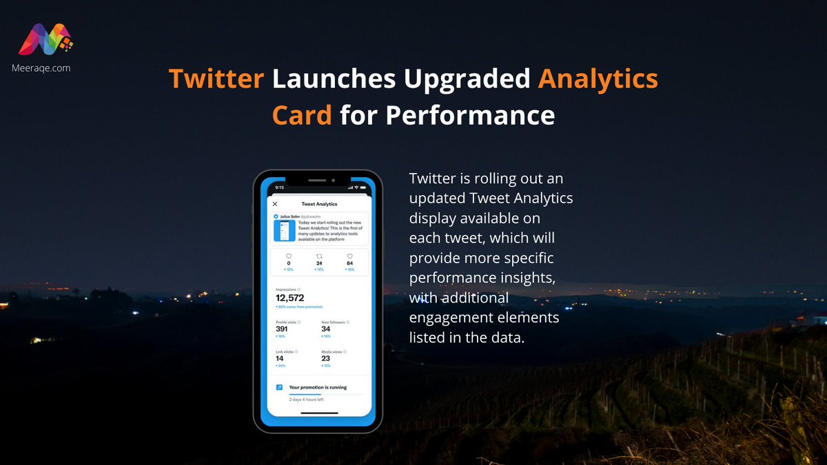 MeeraqeDM's tweet photo. Twitter launches updated Tweet analytics card providing more specific performance insights.
The updated tweet analytics display will include insight on replies, retweets and Likes, as well as more specific data 
#meeraqe #pollingday  #surveying #digitalmarketing #seostrategy https://t.co/kyqRU23FUe