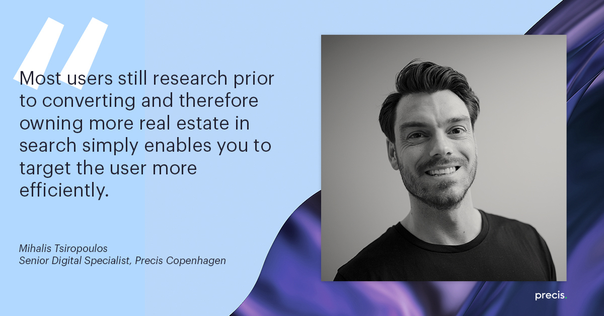 Precis_Digital's tweet photo. Should you be concerned about cannibalisation between paid and organic search? 🧐
"Our internal research across multiple clients in various industries shows that the common behaviour of users when they are using Google Search is to jump back and forth between results."
#seotips https://t.co/v3fpW6efiW