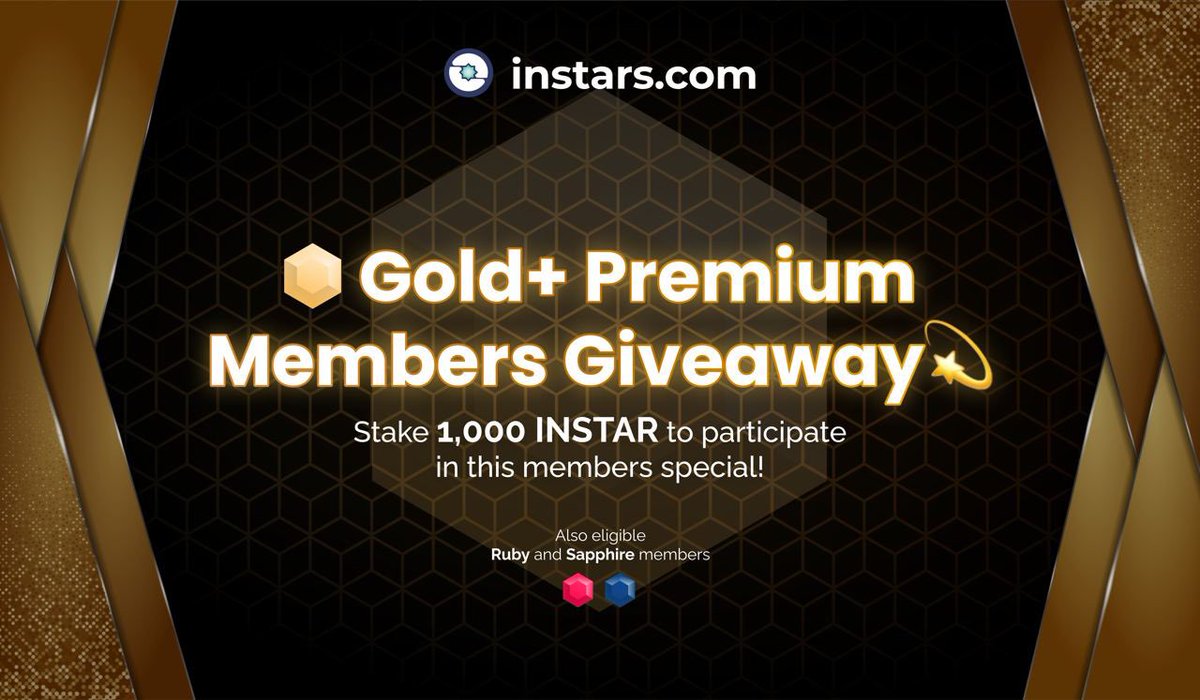 instarscom's tweet photo. GOLD+ Members Special 👑 

Retweet/tag a friend and drop your GOLD+ @instarscom wallet address below for a chance to split 5,000 $INSTAR up for grabs! 💫

🏆How to be eligible?
1.  Stake 1k+ $INSTAR 
2. RT/Comment a photo of your profile + drop your @instarscom wallet address! 👊 https://t.co/IJJD6DGPaQ