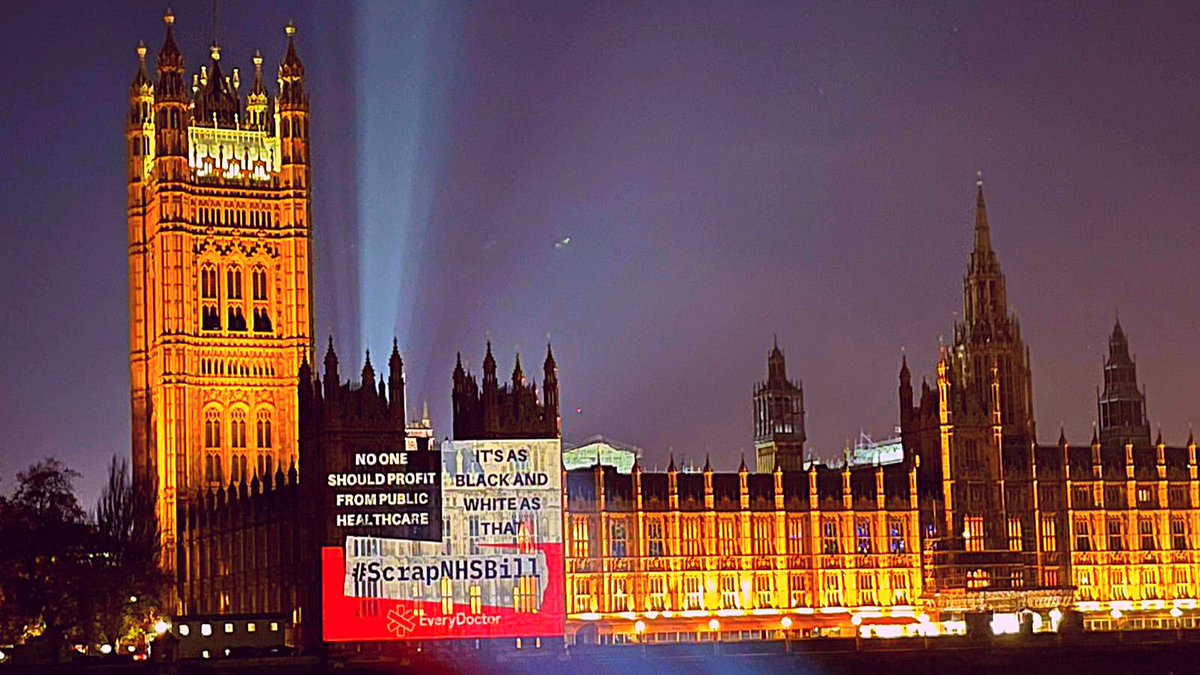 The Health &amp; Care Bill MPs are voting on today will accelerate #NHSPrivatisation

No one should profit from public healthcare 💙 
For us, it’s as black + white as that.

 RT if you agree #ScrapNHSBill
