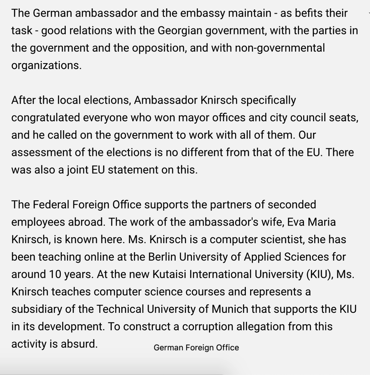 JulianRoepcke's tweet photo. And the three remaining statements.
I would also like to add the statements from Mrs. #Knirsch's lawyers, but as they prohibited us from publishing them (we still did in our article), it is probably wiser to not post them.
So blame them for the lack of transparency, not us. ;-) https://t.co/hsmBZtg4V0