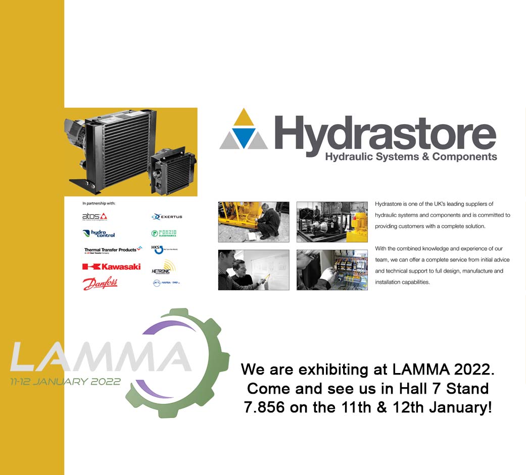 Hydrastore are exhibiting at LAMMA Show &amp; LAMMA365 2022 at the NEC Birmingham on the 11th &amp; 12th January. Come and see us in hall 7 stand 7.856. 

#agriculture #farming #hydraulics #engineering #exhibition #LAMMA2022 #hydrastore #necbirmingham