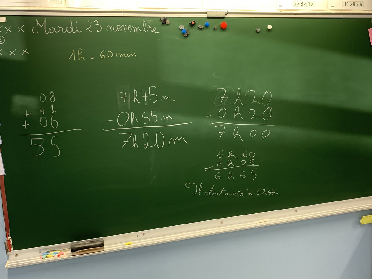 fenezcm1cm2's tweet photo. @DefiEurekaMaths Pour l’énigme de lundi nous pensons que Mathieu doit partir à 6h55. https://t.co/1ovws9Vrmf