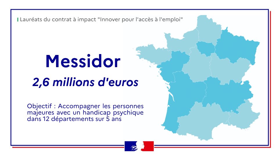 MESSIDOR_asso's tweet photo. @Messidor est fière d’être l’une des 4 structures lauréates dans le cadre des nouveaux contrats à impact « Innover pour accéder à l’emploi. 🥇
👉Ce financement permettra, d'accompagner à l'insertion professionnelle les personnes en situation de handicap psychiques sans RQTH. https://t.co/npNDnWrMQB