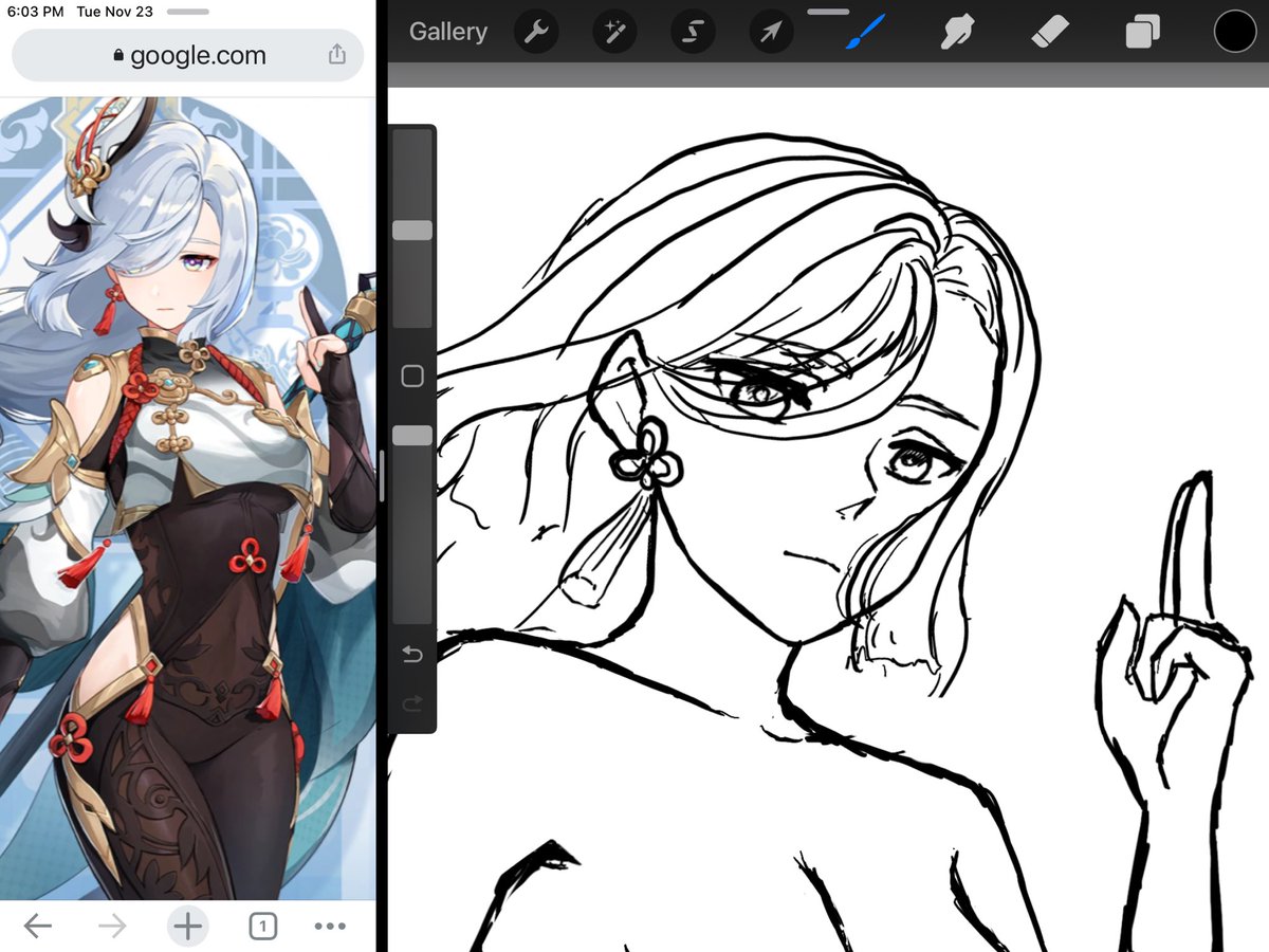 Been sketching the same pose for 12 hours now trying to make it work but the pain is worth it for my Queen :) 